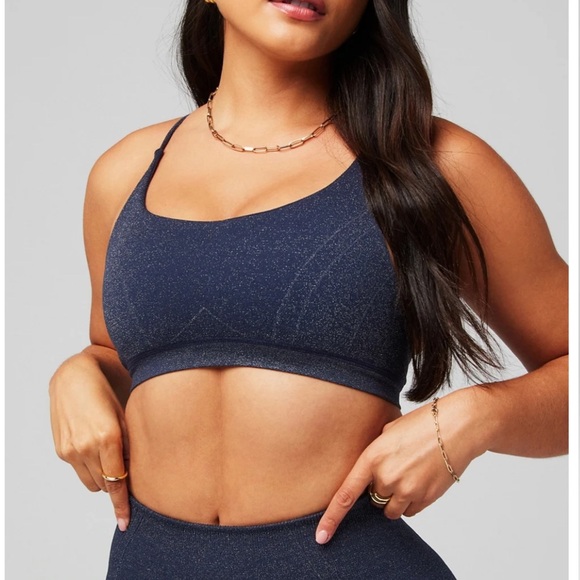 Fabletics Deep Navy Sparkle Seamless Bra & High Waisted Legging SET Size Medium - Picture 2 of 8